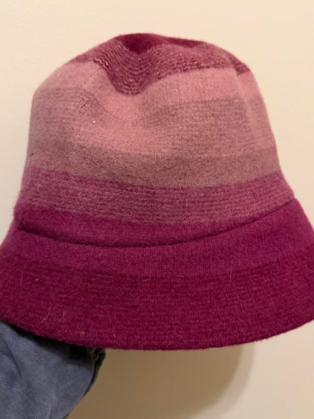 Womens Ombre Pink Wool Blend Bucket Hat